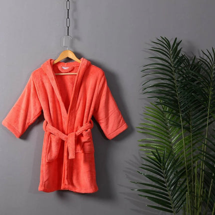 Microfiber Coral Fleece Hooded Adult Bathrobes