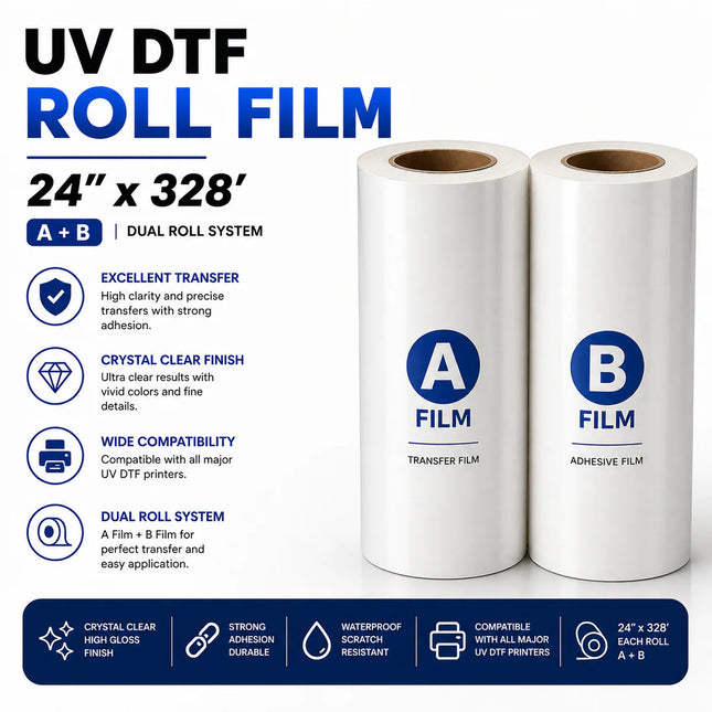 UVDTF Film Roll 24" x 328' (60cm x 100m) A+B Film Rolls