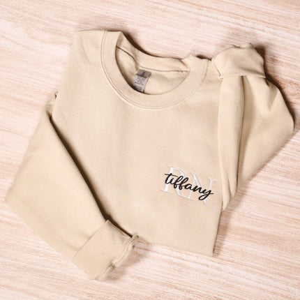 Personalized Registered Nurse Embroidery Sweatshirt, Custom Nurse Name Embroidered Hoodie, Nurse Appreciation Outfit, Nurse Graduation Gift