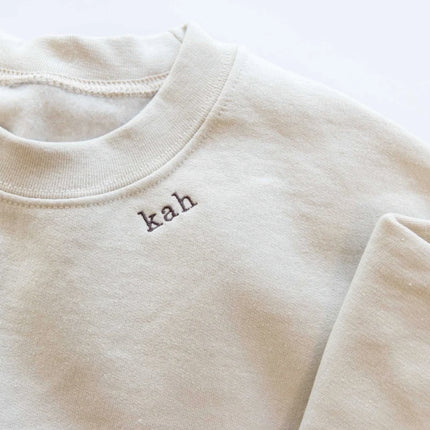 Mini Neckline Initial Crewneck | Personalized Neckline Embroidered Sweatshirt