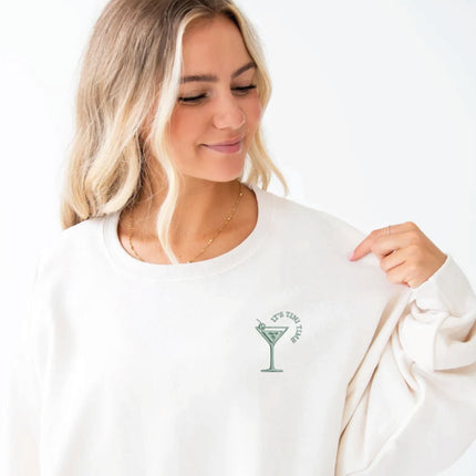 Embroidered Martini Gemma Sweatshirt | Tini Time | Martini Time | Gift for Her | Martini Lover Gift | Trendy Crewneck | Cute Gift