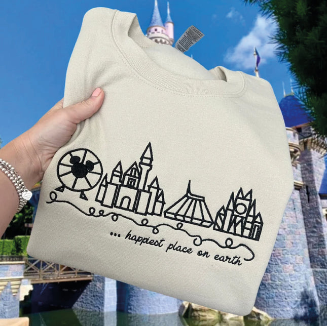 Disneyland Embroidered Sweater, Happiest Place On Earth Shirt, Disneyland Sweatshirt, Disneyland Shirt, Disneyland Sweatshirt Women, Disney