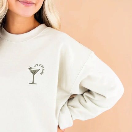 Embroidered Martini Gemma Sweatshirt | Tini Time | Martini Time | Gift for Her | Martini Lover Gift | Trendy Crewneck | Cute Gift